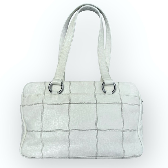 CHANEL 2003/04 Coco Bar Caviar Quilted Leather LAX Bowler/Shoulder Bag, Ivory - Picture 3 of 16